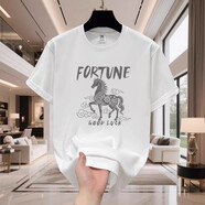 倉石一樹(shù) KAZUKI KURAISHI倉石一樹(shù)潮牌馬年本命年酒紅色短袖T恤男2026年休閑寬松情侶上衣 白色 S