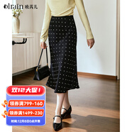 Olrain歐芮兒A字顯瘦波點(diǎn)半身裙女裝秋季2025新款高腰顯瘦中長(cháng)裙 黑白波點(diǎn) M 160/68A/M