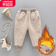 樂(lè )芭鼠（LOBMOUSE）樂(lè )芭鼠童裝寶寶棉褲男女童冬裝兒童褲子外穿加厚嬰兒幼童加絨長(cháng)褲 杏色（圣誕企鵝棉褲） 90碼建議1-2歲 ( 80-90cm )