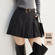 仿佛商場(chǎng)同款FF||仿佛秋新款裙褲半裙高腰短褲a字百褶裙氣質(zhì)設計感 柔灰色 S (110)