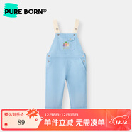 博睿恩男女寶寶背帶褲春秋季新款嬰幼童外出糖果色可愛(ài)休閑褲子 靛青色 100