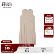 Teenie Weenie小熊女裝春夏知識分子寬松無(wú)袖百褶連衣裙收腰氣質(zhì)裙 卡其色 S