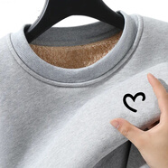 以純（YISHion）天鵝絨和加厚的男士時(shí)尚運動(dòng)衫溫暖連帽上衣服裝2025新的冬季夫婦 Y900羊羔絨淺灰【C117】 M 70-90斤