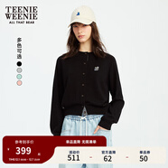Teenie Weenie小熊女裝毛針織衫2025秋季新款簡(jiǎn)約時(shí)尚輕薄圓領(lǐng)開(kāi)衫 A-黑色 S