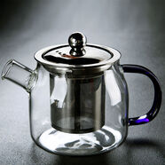 詠幻耐熱如意玻璃茶壺家用明火加熱304內膽過(guò)濾花茶泡茶壺飄逸杯茶具 藍把-玻璃如意壺450ML 301mL含-400mL含