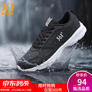 361°運動(dòng)鞋男鞋秋冬季透氣網(wǎng)面跑鞋黑色通勤輕質(zhì)戶(hù)外慢跑步鞋 曜石黑/361度白【皮革面防潑水】 44