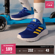 adidas男女小童Tensaur Run 2.0魔術(shù)貼網(wǎng)面跑步鞋阿迪達斯輕運動(dòng) 半熒光藍/金色/藍色   35