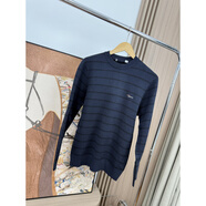 駱駝（CAMEL）條紋提花紋字母刺繡秋冬男士舒適復合絨加厚針織衫毛衣 深藍條紋 175