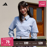 adidas情侶休閑純棉上衣圓領(lǐng)短袖T恤男女夏季阿迪達斯官方輕運動(dòng) 藍色 2XS