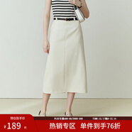 范思藍恩灰色裙子半身裙女春秋氣質(zhì)開(kāi)叉a字裙高腰顯瘦西裝裙11368 米色 XS