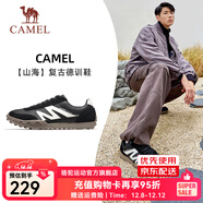 駱駝（CAMEL）情侶穿搭好物德訓鞋山海紅色黃色復古休閑運動(dòng)男女防滑板鞋 7607，黑色，男 44
