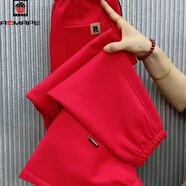 AEMAPE糖果色休閑褲女2025春秋冬季小個(gè)子百搭哈倫褲束腳高腰褲刺繡褲子 中國紅色(春秋款不加絨) L 建議105-115