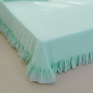 潮思匯韓版純色花邊荷葉邊床單薄款水洗棉柔軟親膚單件床單單人雙人宿舍 青綠 床單一條 245cm*250cm