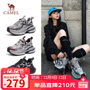 駱駝（CAMEL）銀月戶(hù)外復古老爹鞋秋厚底休閑鞋 L24A283742 灰/槍/黑 37