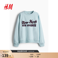 H&M女裝衛衣2025年秋冬新款慵懶風(fēng)紅色寬松保暖印花套頭衫1267555 淺藍色/New York L 170/104