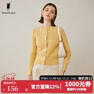 POLOWALK麻花針織開(kāi)衫女春秋季新款保羅女裝氣質(zhì)休閑絞花毛衣外套長(cháng)袖線(xiàn)衣 黃色2 M (160)