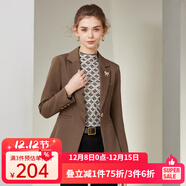經(jīng)典故事（JANE STORY）工裝黑色小西裝外套2025新款女ol面試職業(yè)高端一?？畚鞣弦滦”?褐色 S