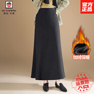 AEMAPE高端加絨保暖魚(yú)尾裙2025新款A字半身裙女高腰顯瘦垂感毛呢長(cháng)裙子 黑灰色 M 27