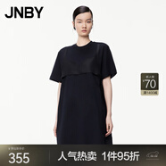 JNBY/江南布衣春夏新款連衣裙淑女A型純棉寬松圓領(lǐng)短袖5O4G13690 001/本黑 M