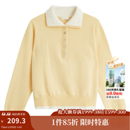 茵曼（INMAN）2025冬季女裝新款撞色雙層領(lǐng)毛衣長(cháng)袖針織衫 淡黃色 S