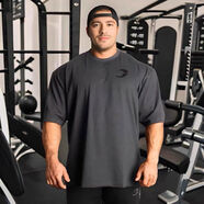 GASP運動(dòng)t恤男中袖歐美式百搭健身肌肉訓練短袖寬松休閑半袖衣服 黑色 3XL 3XL