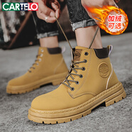 卡帝樂(lè )鱷魚(yú)（CARTELO）馬丁靴男2025秋冬季工裝靴子男休閑高幫男靴英倫厚底黃靴 土黃 44