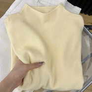 俞兆林（YUZHAOLIN）初秋小立領(lǐng)奶fufu軟糯針織長(cháng)袖打底衫女冬季毛衣韓版簡(jiǎn)約上衣內搭 奶黃色版 M 建議95-105斤