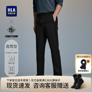 海瀾之家（HLA）休閑褲男裝春秋季輕商務(wù)時(shí)尚系列紳士四面彈直筒褲男士休閑長(cháng)褲子 窄腳褲-HKCAW3J086A黑色3K 38 /180推薦89~92kg