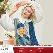 兩三事梵高馬甲針織背心女春季慵懶風(fēng)疊穿毛衣v領(lǐng)顯瘦上衣 圣雷米 綠色 S