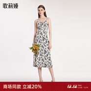 歌莉婭連衣裙女春季新款設計感黑白印花吊帶裙氣質(zhì)長(cháng)裙1C2R4K640 82D杏底印花 M