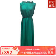 ZXEGI真絲早秋女裝100%桑蠶絲連衣裙夏季收腰中長(cháng)款高檔背心真絲裙子中 森林綠 均碼