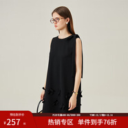 范思藍恩花梨裙 無(wú)袖設計感氣質(zhì)A字連衣裙夏裝新款韓版系帶蝴蝶結 黑色 S