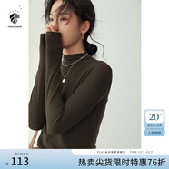 范思藍恩范思藍恩204303半高領(lǐng)打底衫女秋冬百搭修身針織上衣緊身內搭毛衣 深咖色  XL