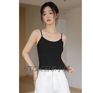 JTTCAC日本美背無(wú)痕吊帶背心女夏季新款冰絲帶胸墊修身內搭外穿打底上衣 黑色 L 106-120斤