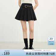 范思藍恩范思藍恩時(shí)尚少女感百褶高腰短裙2025春季新款半身裙11056 黑色 S