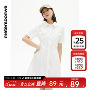 美特斯邦威純色收腰連衣裙女休閑舒適時(shí)尚百搭裙子女 雪白色 L 165 88A