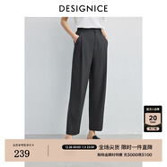 迪賽尼斯（DESIGNICE）2025年夏季新款通勤寬松煙管九分西褲百搭高腰休閑褲女 煙灰 M
