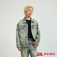 新因素美式復古水洗磨破牛仔外套男女寬松休閑做舊風(fēng) 藍色 S