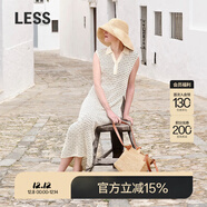 LESS夏季設計感氣質(zhì)襯衫領(lǐng)棉質(zhì)無(wú)袖長(cháng)裙柔軟毛衫連衣裙2O6G11300 110米白 S