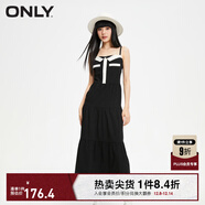 ONLY秋冬時(shí)尚V領(lǐng)蛋糕裙吊帶中長(cháng)款連衣裙女|123407018 H1Z 黑色BLACK XS 155/76A