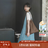 茵曼（INMAN）天絲涼感漢麻抗菌牛仔連衣裙兩件套裝2025夏女裝休閑背帶長(cháng)裙子 牛仔藍 L