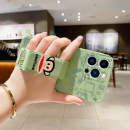 何健弓適用于蘋(píng)果17ProMax手機殼16Pro/15創(chuàng  )意卡通14Plus高級感防摔全包鏡頭iPhone13大嘴猴12/11/XS/8背 大嘴猴-抹茶綠帶支架殼 iPhone17