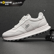西瑞（SERENE）輕奢高檔品牌男鞋運動(dòng)阿甘鞋2026新款真皮休閑板鞋軟底舒適小白鞋 白色 牛皮男鞋 38 【等于運動(dòng)鞋39碼】