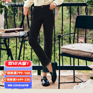 Olrain法式黑色牛仔褲女春裝時(shí)尚休閑開(kāi)叉小腳彈力長(cháng)褲 黑色 L 165/72A