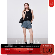 三彩2025秋款提花牛仔短褲高腰休閑卷邊熱褲顯瘦時(shí)尚M 冰川藍 S 155/64A