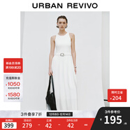 UR2025夏季新款女拼接設計感金屬扣腰帶無(wú)袖連衣裙UWJ750012 本白 (偏長(cháng)) S