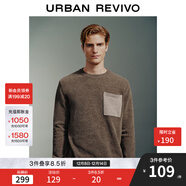 UR2025春季新款男裝時(shí)尚輕熟風(fēng)拼色口袋寬松針織衫UMM940004 深棕色 XS