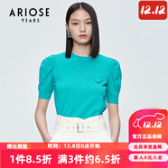 艾諾絲雅詩(shī)【商場(chǎng)同款】夏新款復古休閑泡泡袖針織衫T恤短袖上衣10418176 純凈藍 S