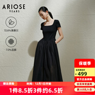 艾諾絲雅詩(shī)【商場(chǎng)同款】2025夏季新品萊賽爾中長(cháng)款連衣裙收腰小黑裙40439097 黑色 M