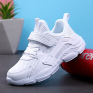 G.duck小黃鴨兒童小白鞋秋冬皮面防水男女童休閑鞋軟底運動(dòng)鞋黑色耐臟鞋 LT-白色988（雙網(wǎng)） 28 內長(cháng)17.8cm